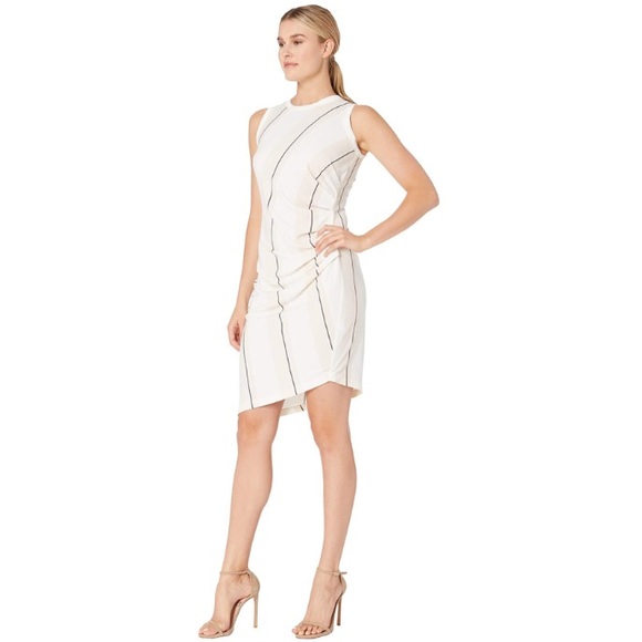 NWT Vince Camuto Side Ruch Stripe Asymmetric Dress - Picture 5 of 10